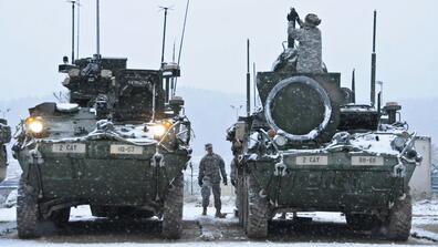 Two military tanks in Ukraine