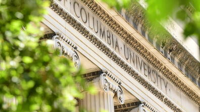 Columbia University sign on a building