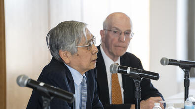 Bank of Japan Governor Haruhiko Kuroda visited Columbia SIPA on April 17.