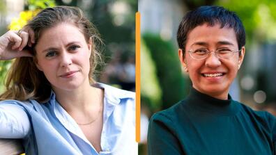 Camille François (left) and Maria Ressa will lead a new independent innovation lab on AI and democracy.