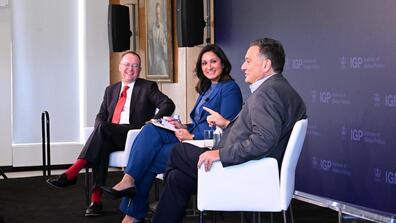 Mick Mulvaney, Amna Nawaz, and Ron Klain visited SIPA's Insitute of Global Politics.
