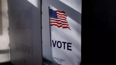 A voting booth at the Gates of Heaven Synagogue on November 8, 2022, in Madison, Wis. Jim VondruskaGetty Images