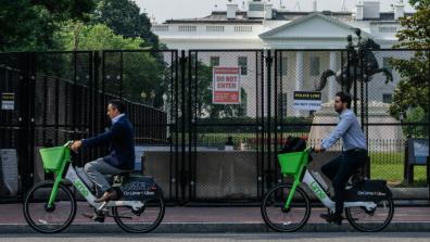 Security fencing in front of the White House on Friday.