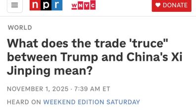 The U.S. and China agreed to a trade "truce" last week. NPR's Scott Simon speaks to Julian Gewirtz, a senior China policy official during the Biden administration, about what's at stake.