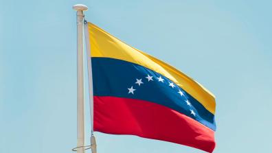 The Flag of Venezuela on a Flag Pole