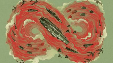 Foreign Affairs illustration of battleships and military aircraft