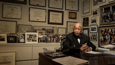 David N. Dinkins in his office at SIPA.