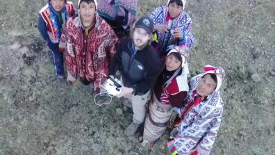 John Rouse (center) and local Peruvians at Parque de Papas