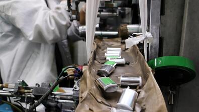 The production of lithium-ion batteries from a factory