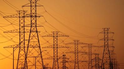 A view of high-voltage transmission towers in Houston, Texas, on Feb. 21, 2021. JUSTIN SULLIVAN/GETTY IMAGES