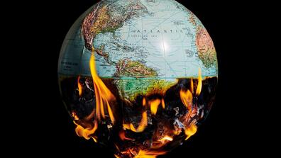 Image of a globe with the Southern Hemisphere side burning