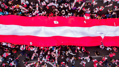 Demonstrators in Lima ahead of the runoff elections in 2021