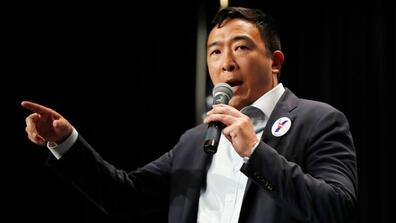 Andrew Yang announcing his bid for presidency