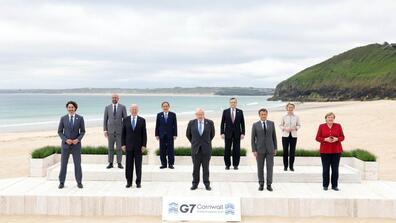 Leaders of the G7 posing for a group photo