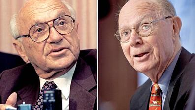Economists Milton Friedman and Allan Meltzer. 