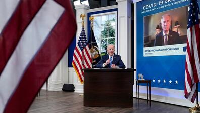 Image of Joe Biden from a Covid-19 briefing
