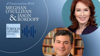 Jason Bordoff and Meghan O'Sullivan title card for interview 