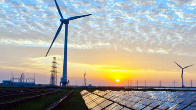 wind turbines and solar panels