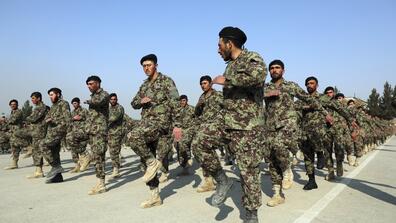 Members of the Afghan National Army march
