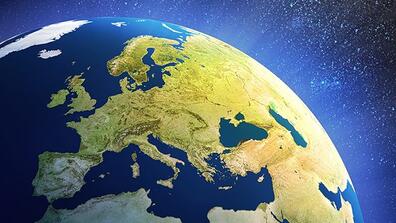 Europe on a globe