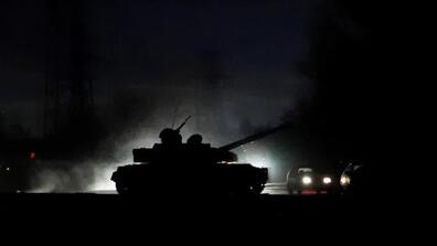 Military equipment in Donetsk, Ukraine, February 2022