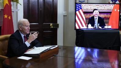 An image from the meeting of Presidents Biden and Xi