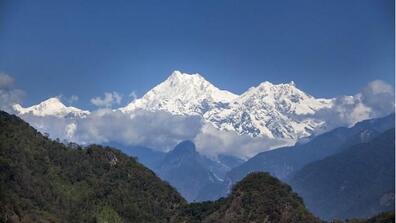Mount Kanchenjunga, the third largest mountain in the world, is shared between Nepal and India