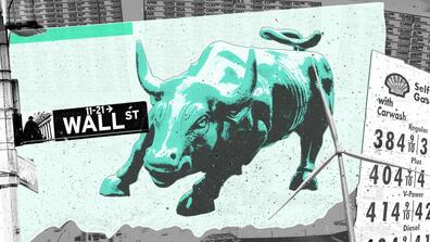 illustration of the wall street bull in green
