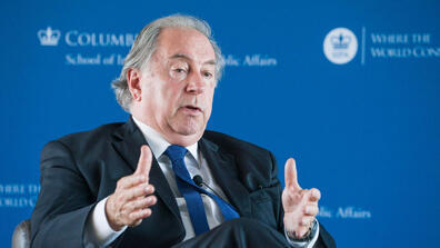 Diplomat Juan Gabriel Valdés speaks at Columbia SIPA on April 17, 2019.
