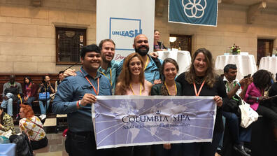 Participants from SIPA display school pride at Denmark conference