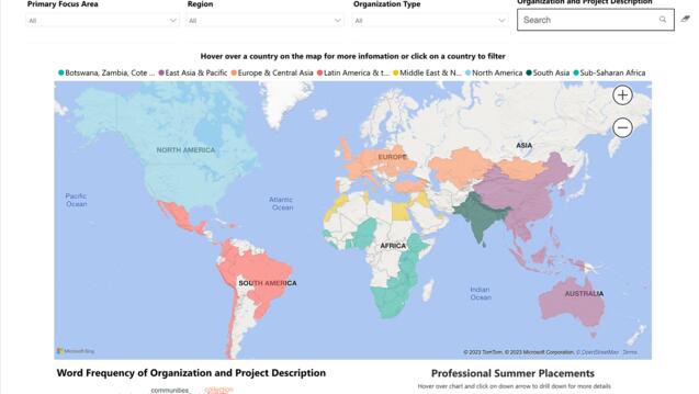 MPA-DP Summer Placements Map
