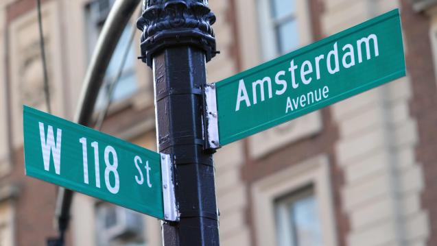 W 118 Street and Amsterdam street signs