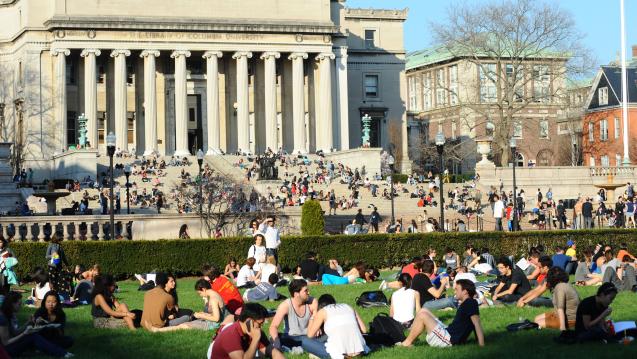 columbia campus with sutdents