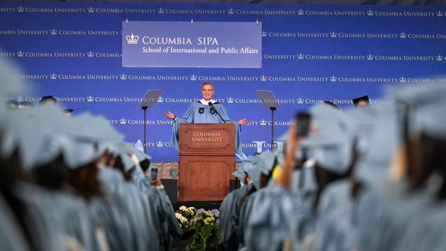 Eric Garcetti addresses the SIPA Class of 2026