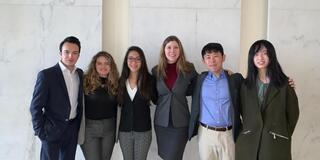 L–R: Bernardo Rivera Muñozcano MPA ’20, Clara Langevin MPA-DP ’20, Momori Hirabayashi MPA ’20, Katie Brehm MIA ’20, Katsumi Sekizawa MPA ’20, and Jiayi Zhu MPA ’20