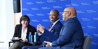 2023 Dinkins Forum: (L-R) Ester Fuchs, Mayor Eric Adams, and Michael Nutter