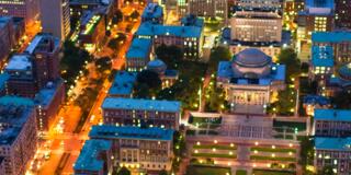 Columbia University Morningside campus, aerial at night