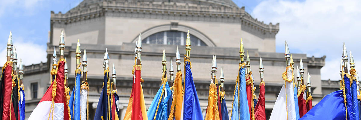 Building with flags