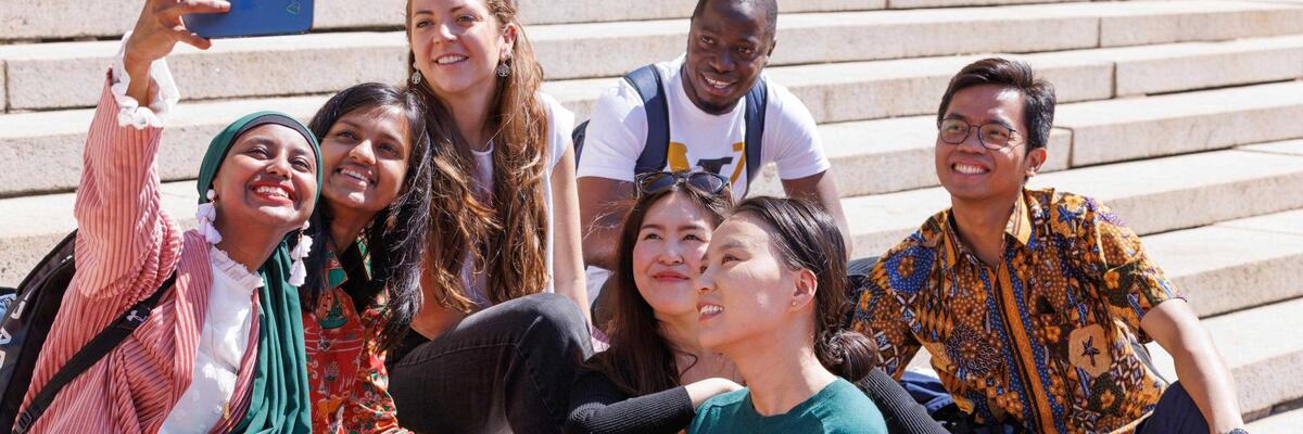 SIPA Students - selfie on Low steps