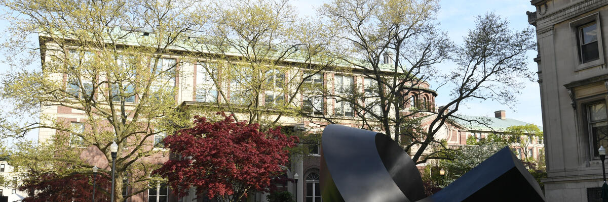 CU campus with sculpture.