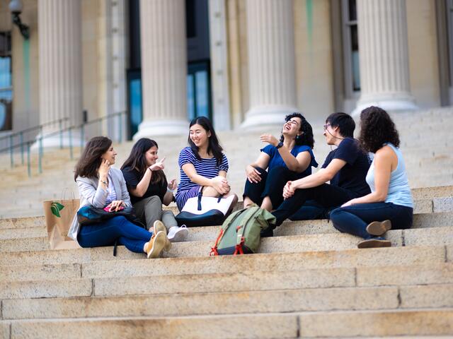 SIPA students on the steps of low