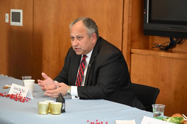 Secretary of the Navy Carlos Del Toro spoke with a group of SIPA students at a lunch on December 8.