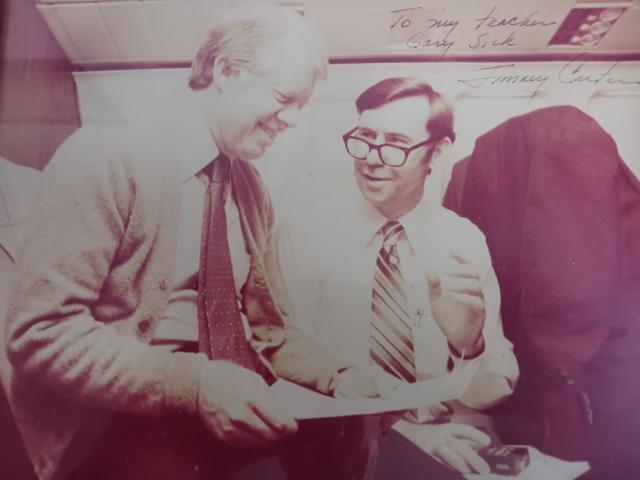 Gary Sick, then an NSC staff member, tutored President Jimmy Carter on Air Force One in early 1978.