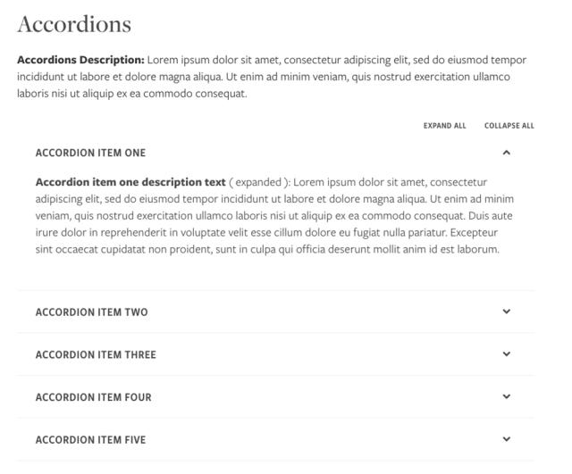 Image showing accordions layout on webpage