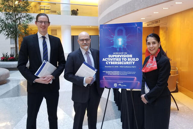 Alex Wortman MIA '18, Jason Healey, and Katheryn Rosen presented a new working paper at the IMF in Washington.