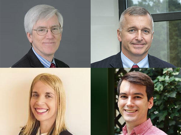 Clockwise from top left: Stephen Biddle, Thomas Christensen, Jeffrey Shrader, Tamar Mitts.