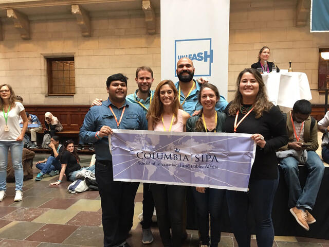 Participants from SIPA display school pride at Denmark conference