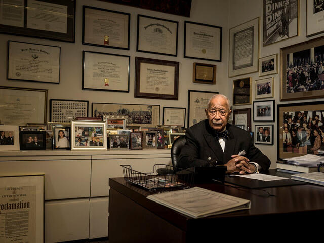 David N. Dinkins in his office at SIPA.